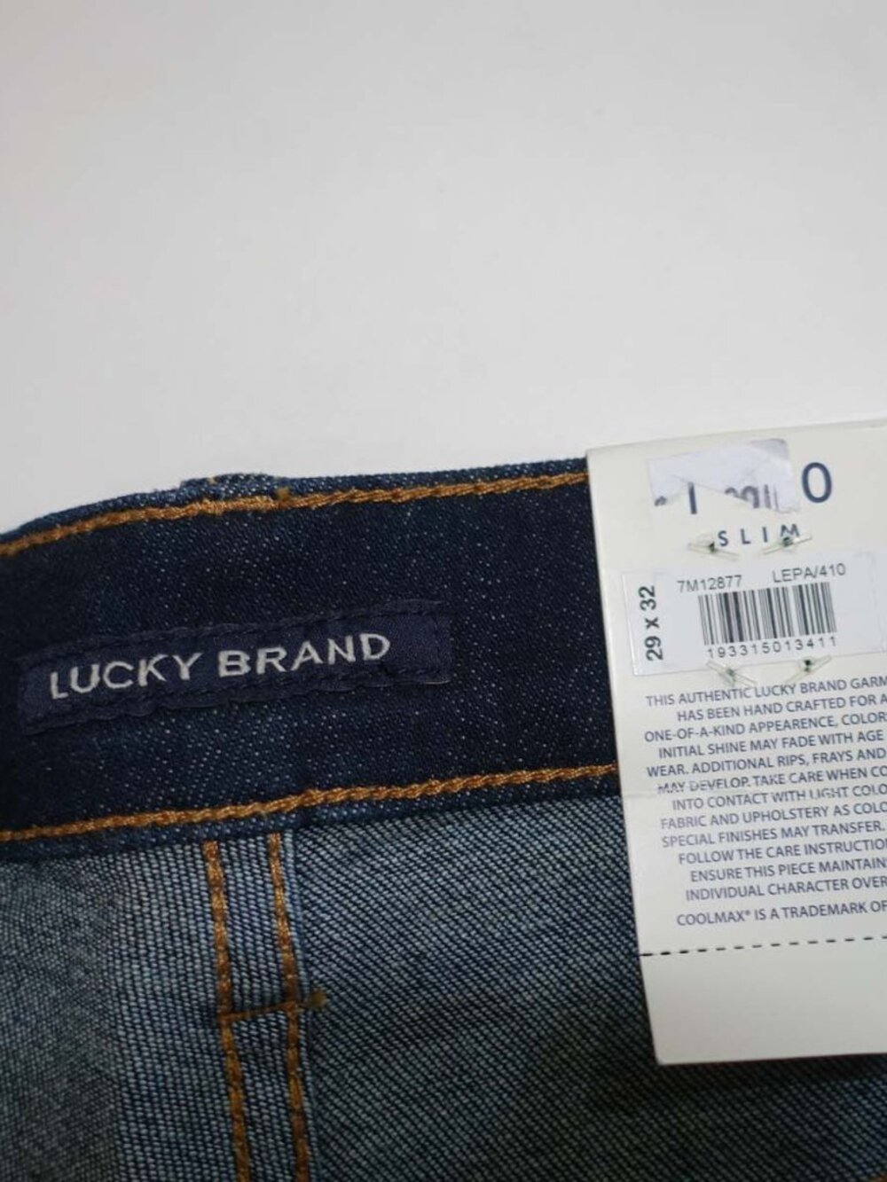 Lucky Brand Men's 110 Slim Coolmax Stretch Jeans Size 29 x 32 NWT Dark Wash - Picture 3 of 9